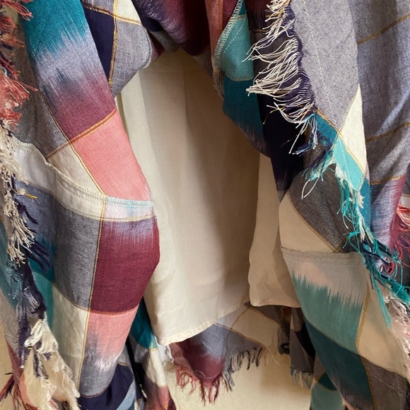 Anthropologie Maeve Metallic Patchwork Plaid Sleeveless Boho Lagenlook Dress - Picture 4 of 11